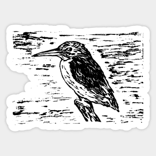 Linoprint Kingfisher Sticker